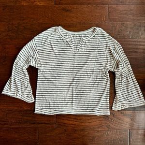 Striped Flare Sleeve Top - Size Small
